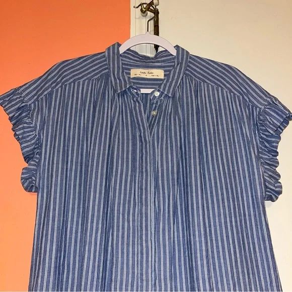 Isabella Sinclair Anthropologie Piper Blue Striped Shirt Dress - Picture 5 of 15